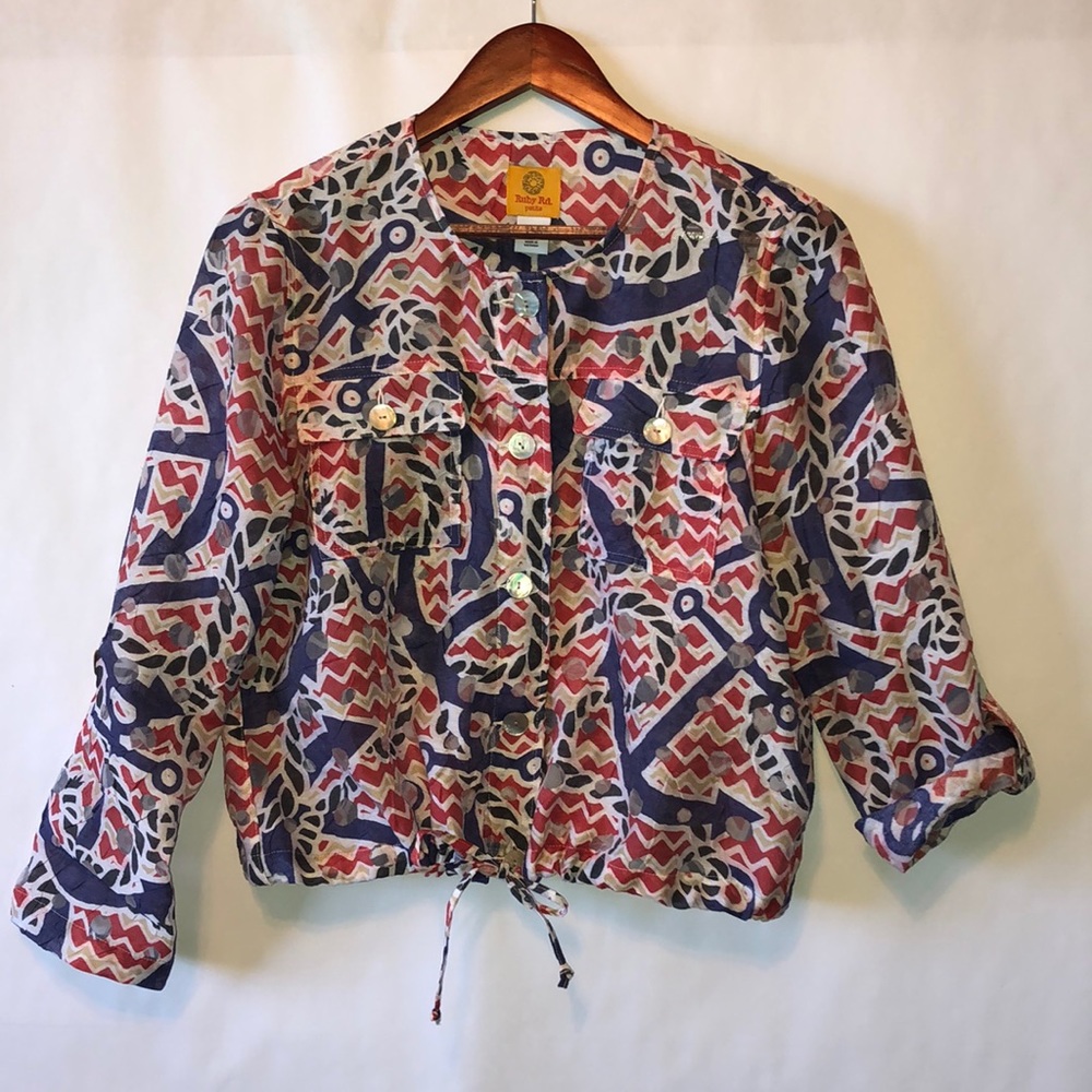 Ruby Rd. red and blue burnout jacket sz 6p